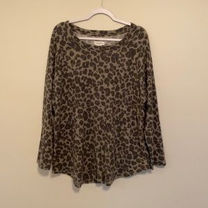 Peace & Pearls Leopard Waffle Knit Top